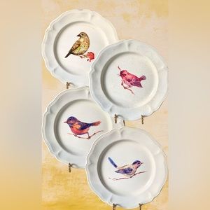 Vintage Japanese ironstone plates with bird decal